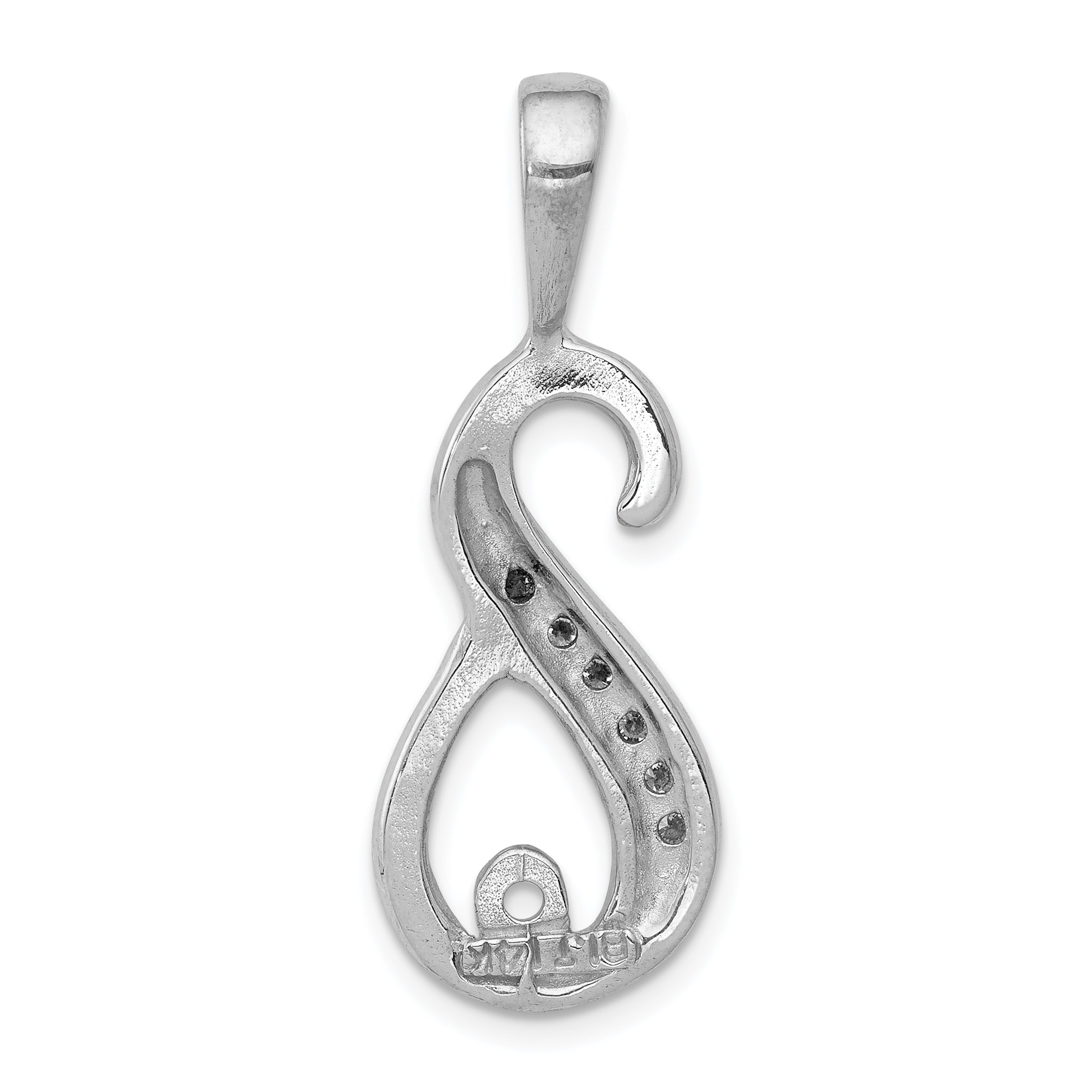 14k White Gold Peg-Set and Channel AAA Diamond Semi-Mount Slide Fits up to 4mm Regular/6mm Fancy or Reversible Omega