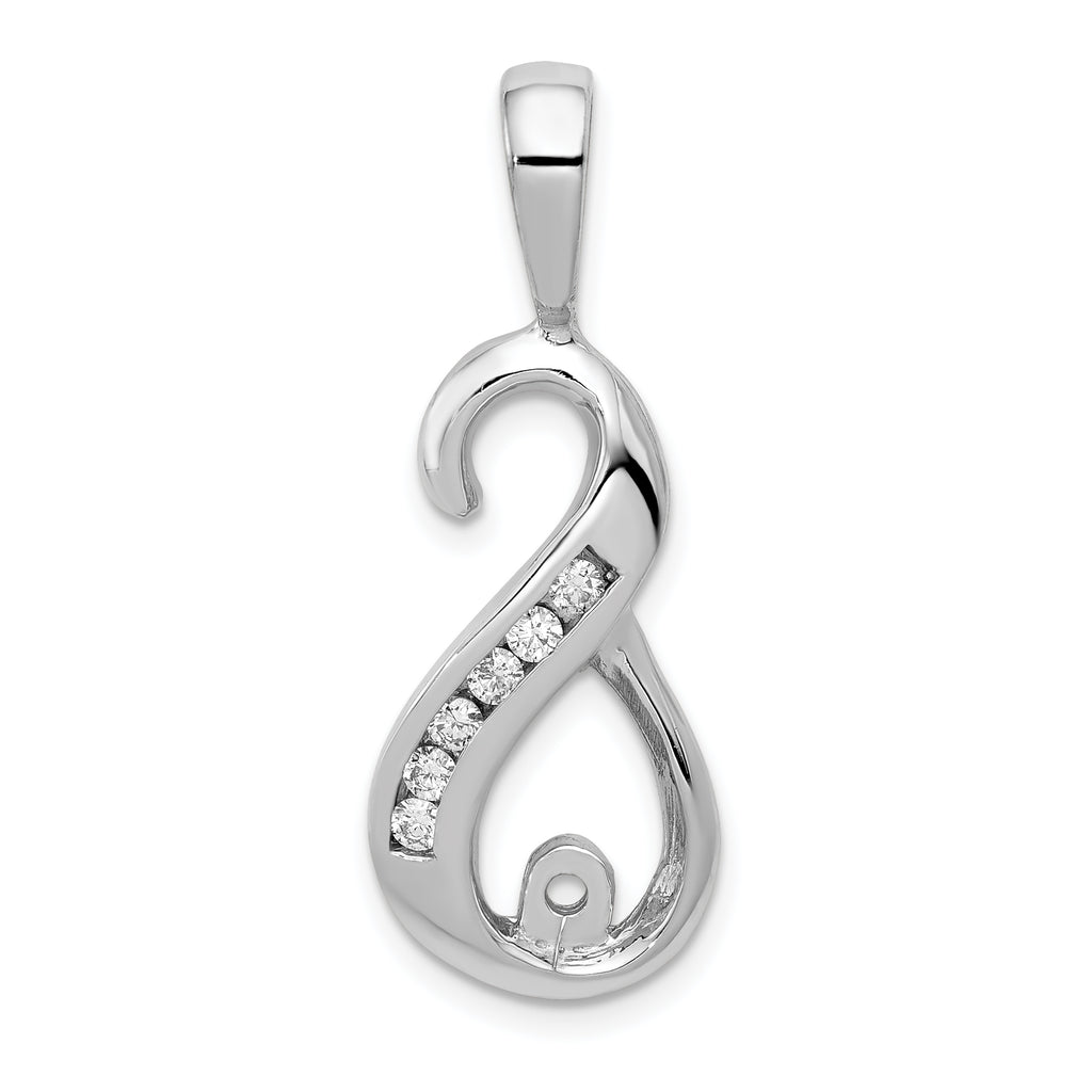 14k White Gold Peg-Set and Channel AAA Diamond Semi-Mount Slide Fits up to 4mm Regular/6mm Fancy or Reversible Omega