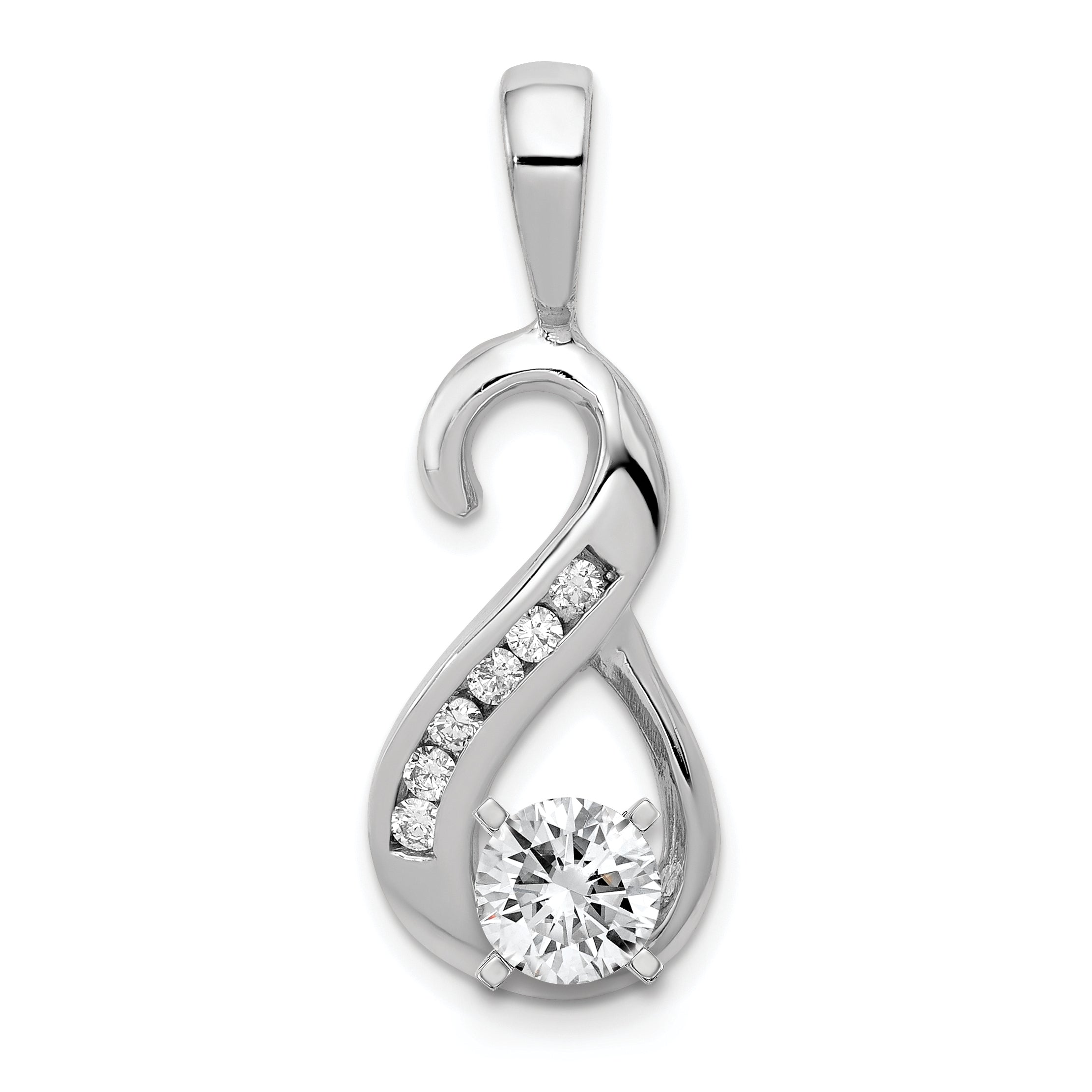 14k White Gold Peg-Set and Channel AAA Diamond Semi-Mount Slide Fits up to 4mm Regular/6mm Fancy or Reversible Omega