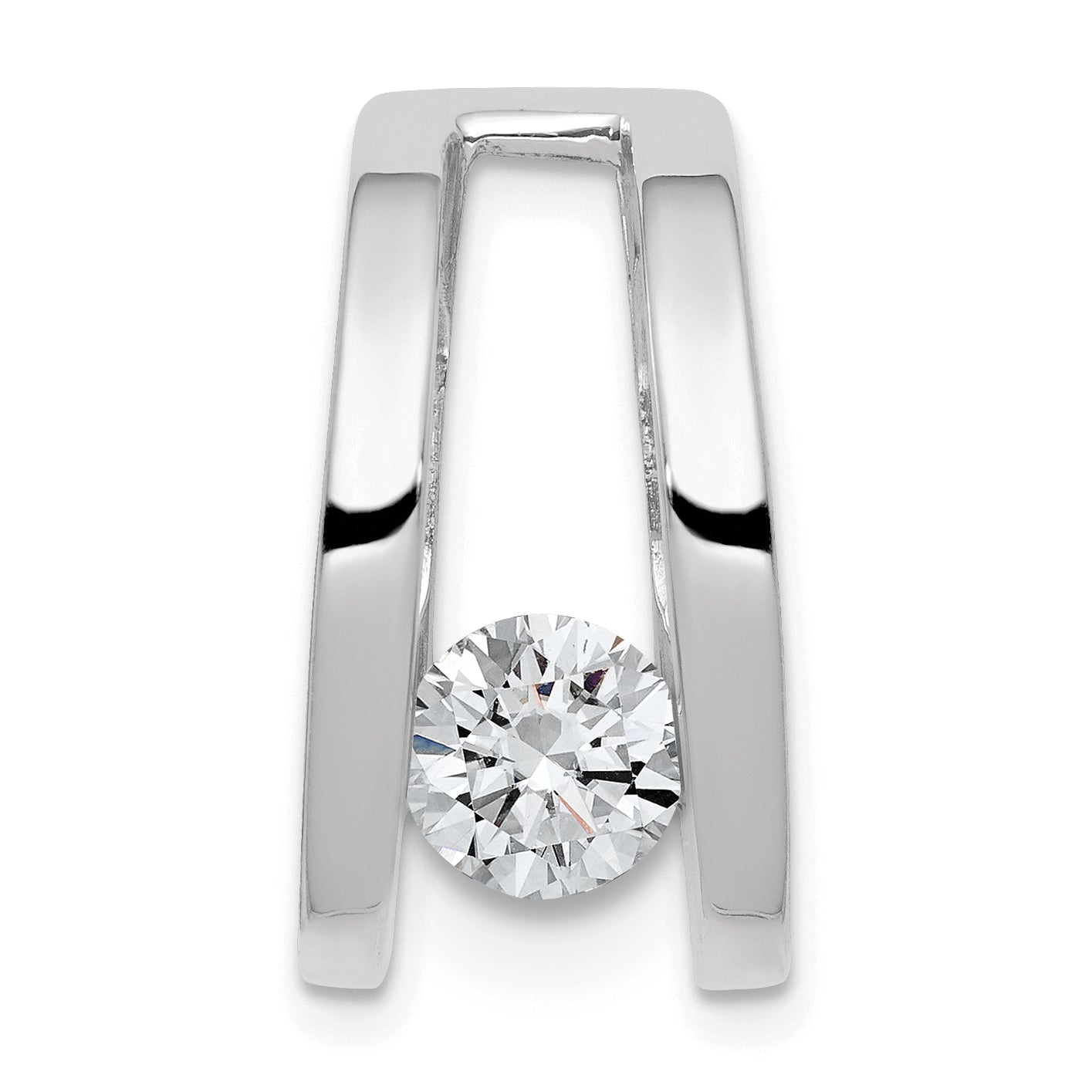 14k White Gold Holds 6mm Stone Slide Mounting (No Stone Included) Fits up to 6mm Regular/8mm Fancy or Reversible Omega