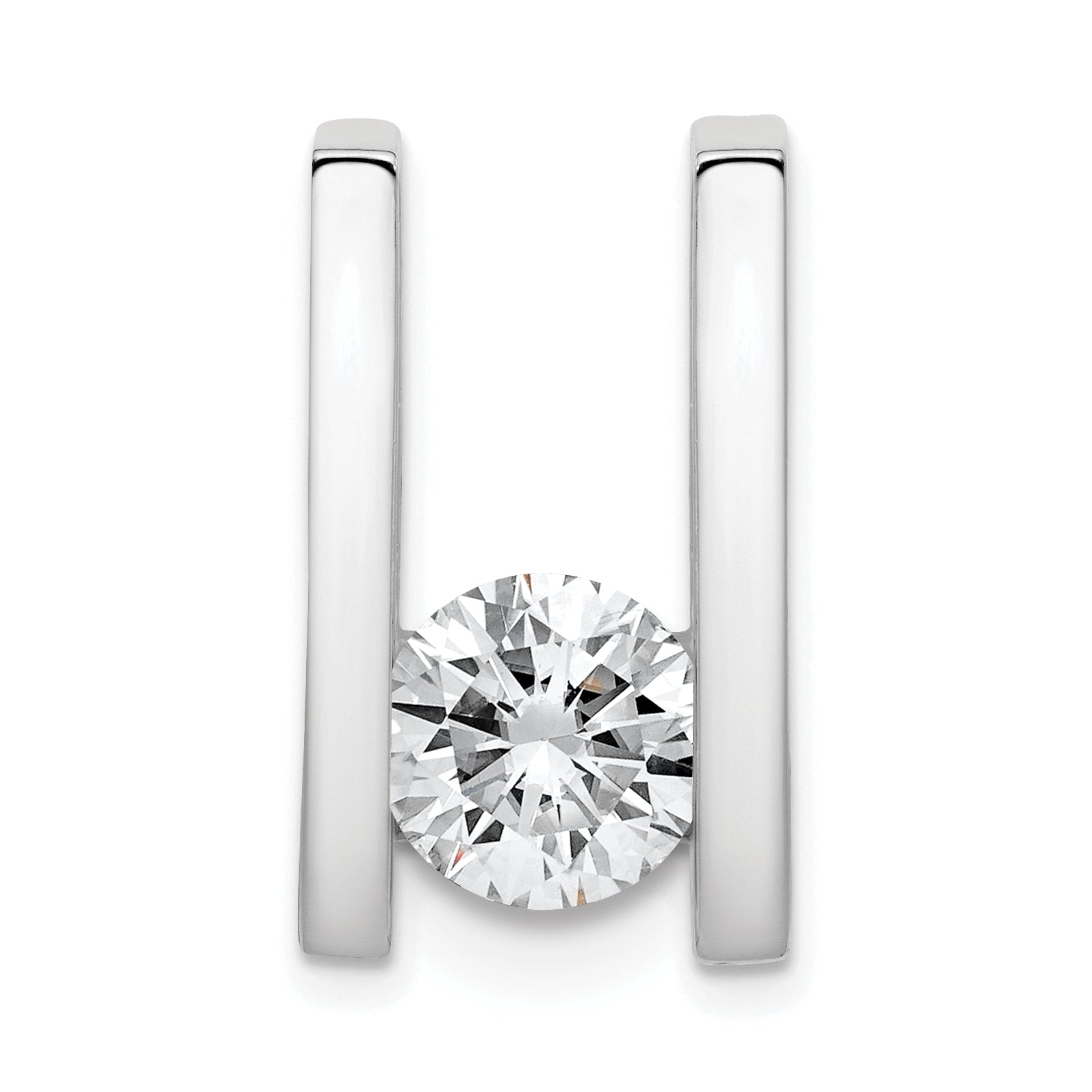 14k White Gold Holds 7.5mm Stone Slide Mounting (No Stone Included) Fits up to 8mm Regular/10mm Fancy or Reversible Omega