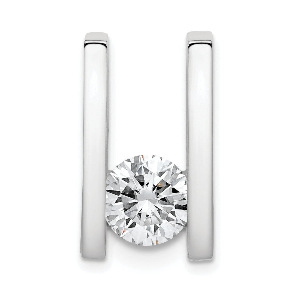 14k White Gold Holds 7.5mm Stone Slide Mounting (No Stone Included) Fits up to 8mm Regular/10mm Fancy or Reversible Omega