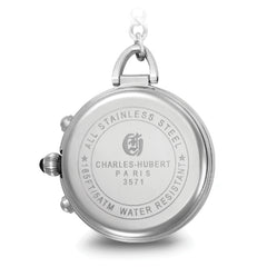 Charles Hubert Solid Stainless Steel White Dial Pocket Watch