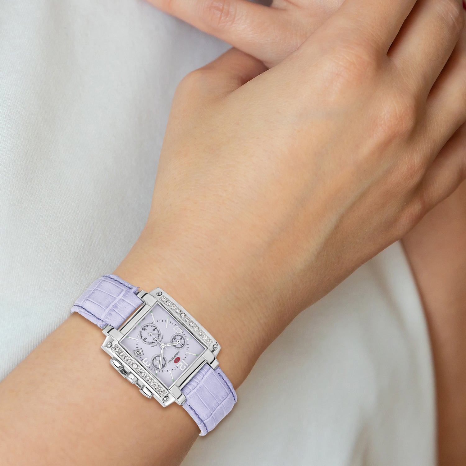 Ladies Mountroyal Lilac Leather CZ Chrono Watch