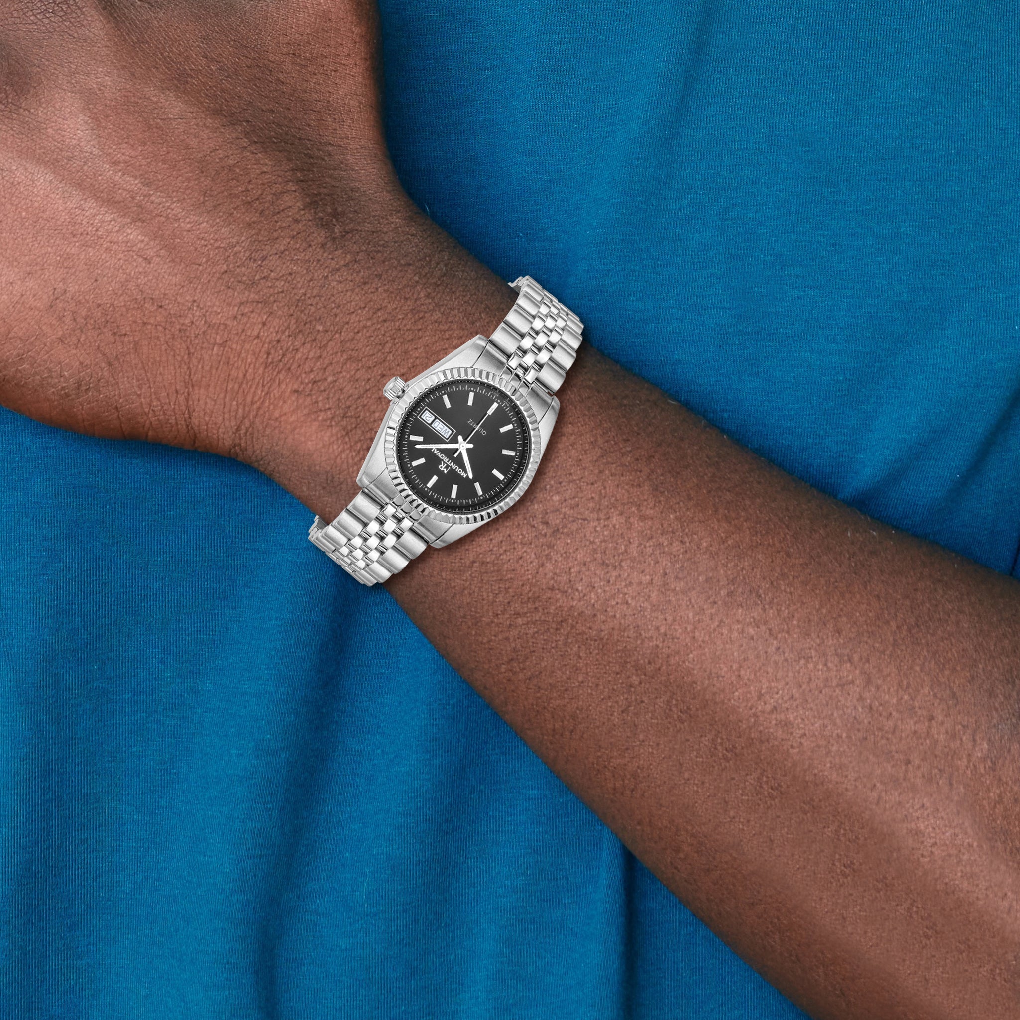 Mens Mountroyal Stainless Steel Black Dial Watch