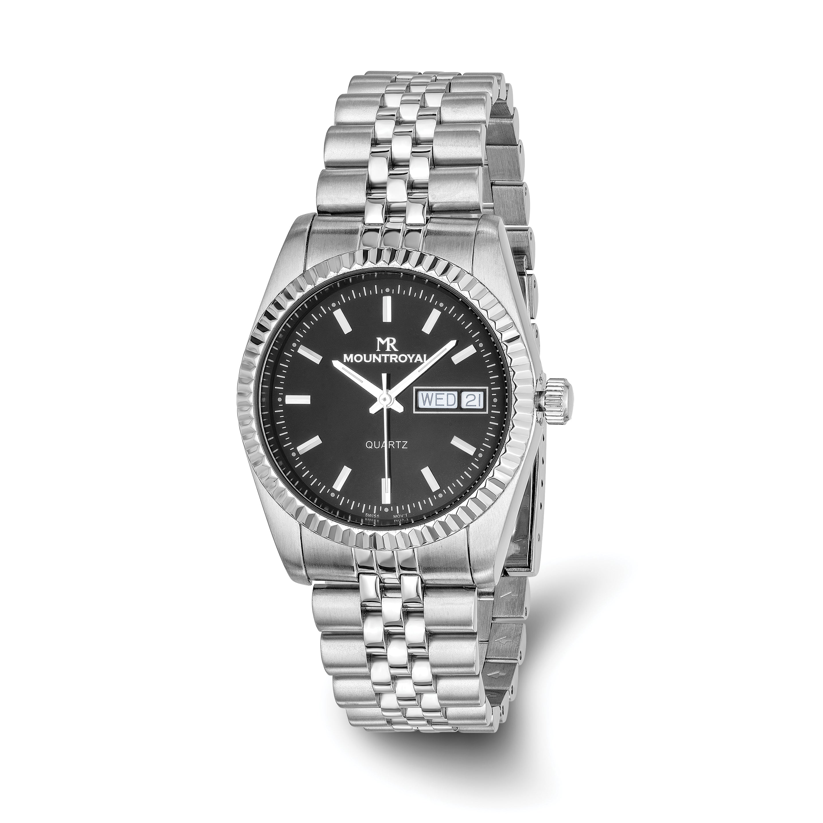 Mens Mountroyal Stainless Steel Black Dial Watch