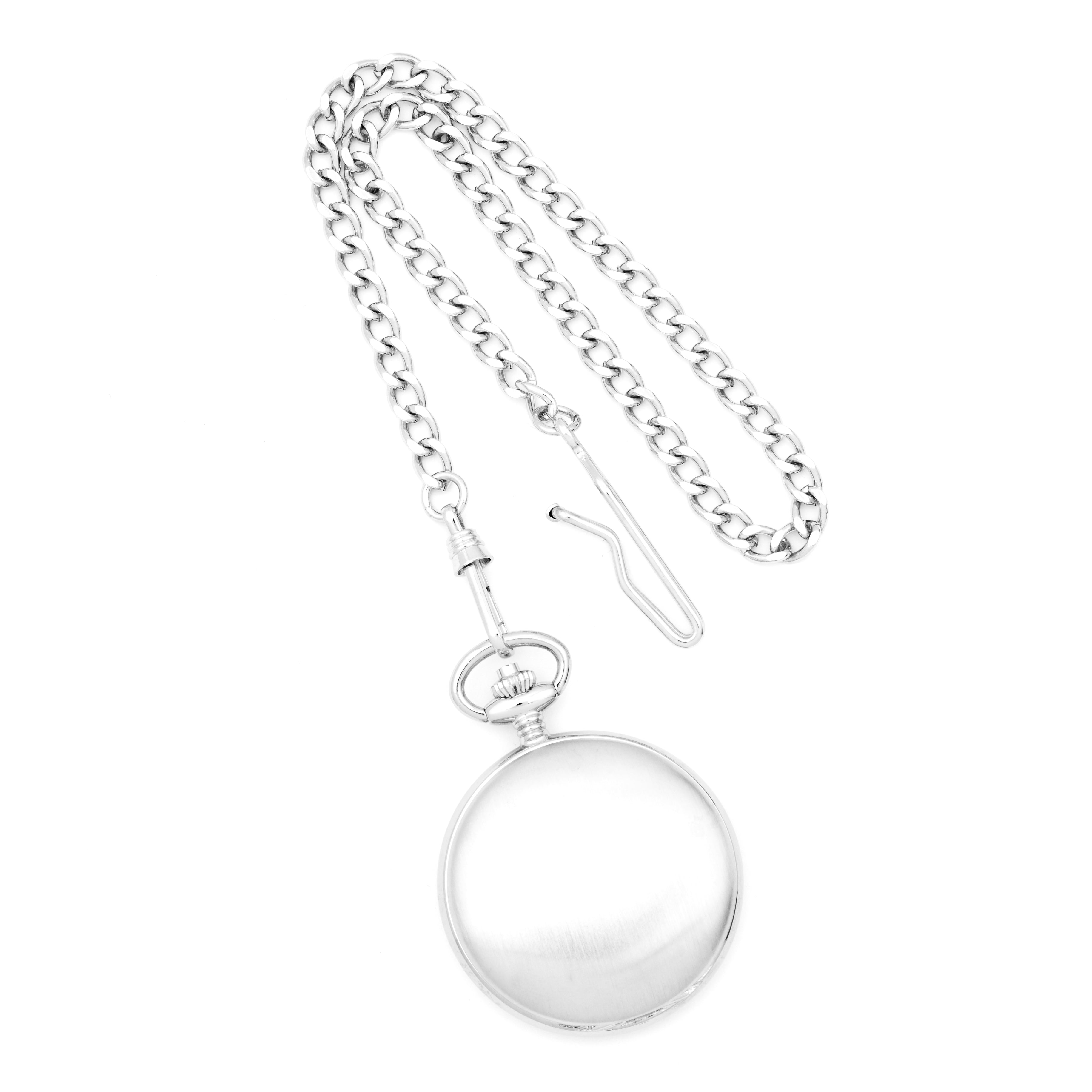 Charles Hubert Chrome-finish White Skeleton Dial Pocket Watch