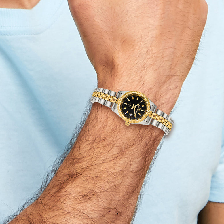 Ladies Mountroyal Two-tone IP-plated Black Dial Watch