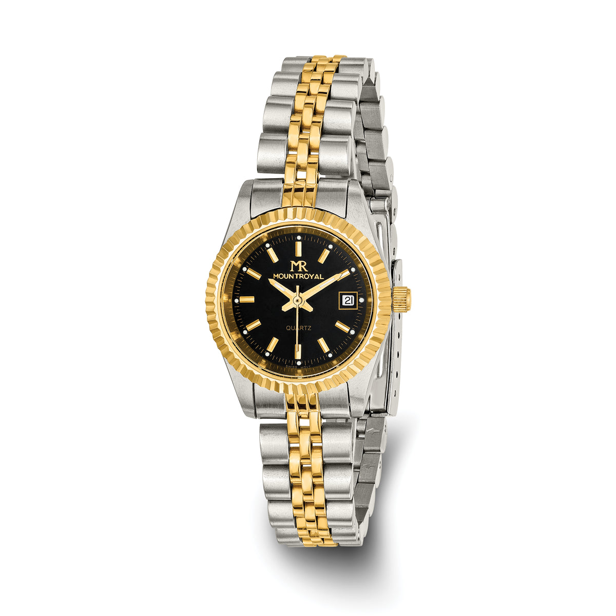 Ladies Mountroyal Two-tone IP-plated Black Dial Watch