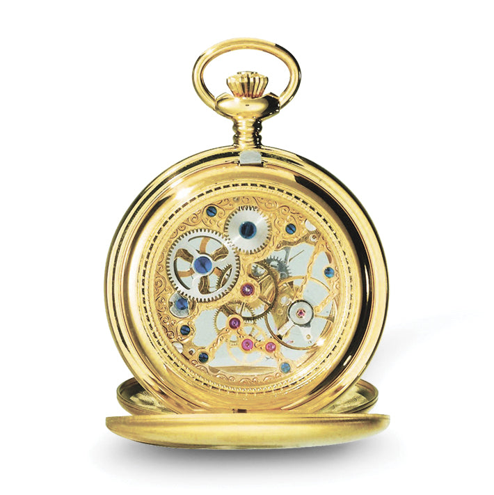 Charles Hubert IP-plated Stainless Steel Double Cover Satin Pocket Watch