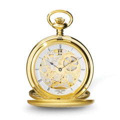 Charles Hubert IP-plated Stainless Steel Double Cover Satin Pocket Watch