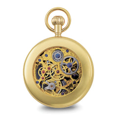 Charles Hubert IP-plated Stainless Open Face Dual Time Pocket Watch
