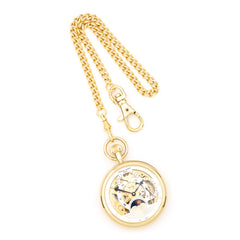 Charles Hubert IP-plated Stainless Open Face Dual Time Pocket Watch