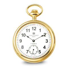 Charles Hubert IP-plated Stainless Open Face Pocket Watch