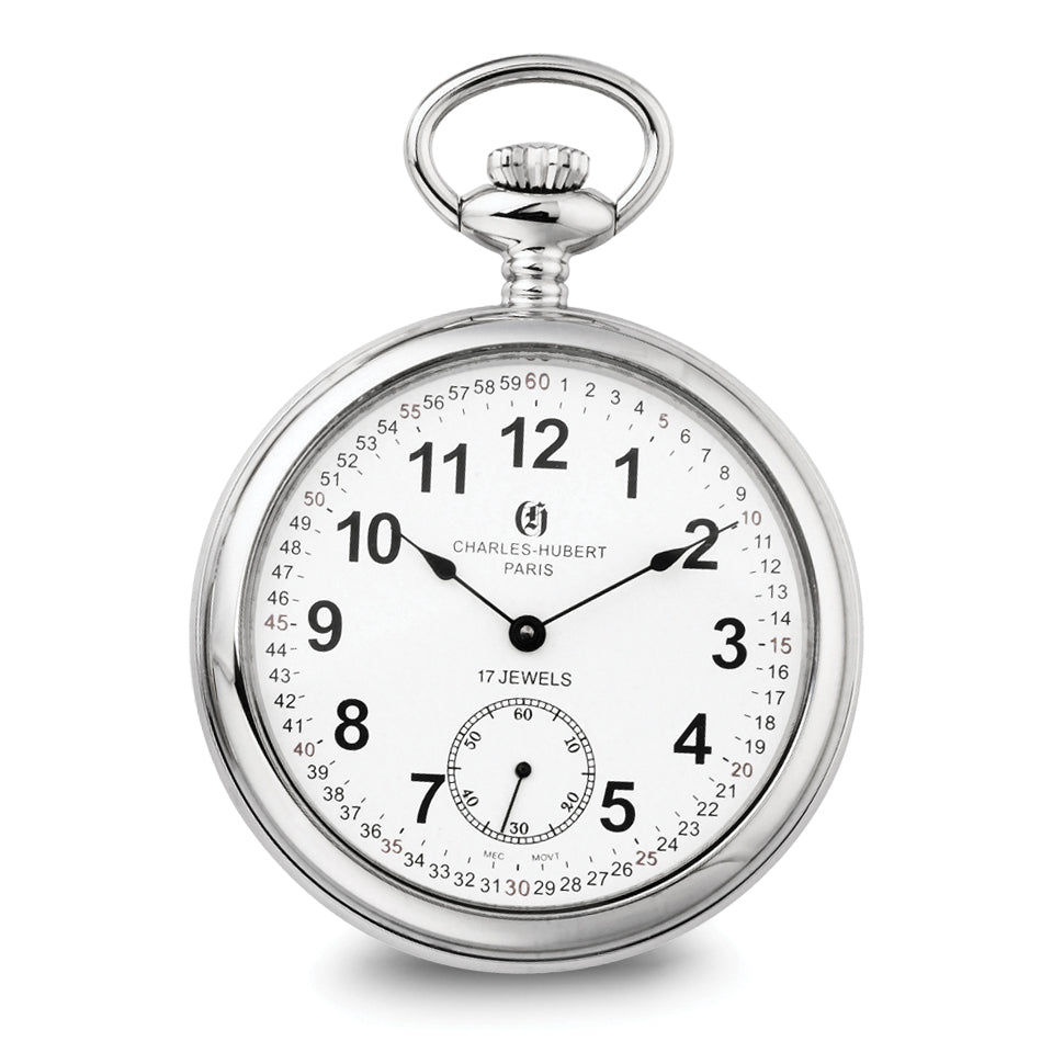 Charles Hubert Stainless Steel Open Face Pocket Watch