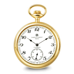 Charles Hubert IP-plated Stainless Open Face Pocket Watch