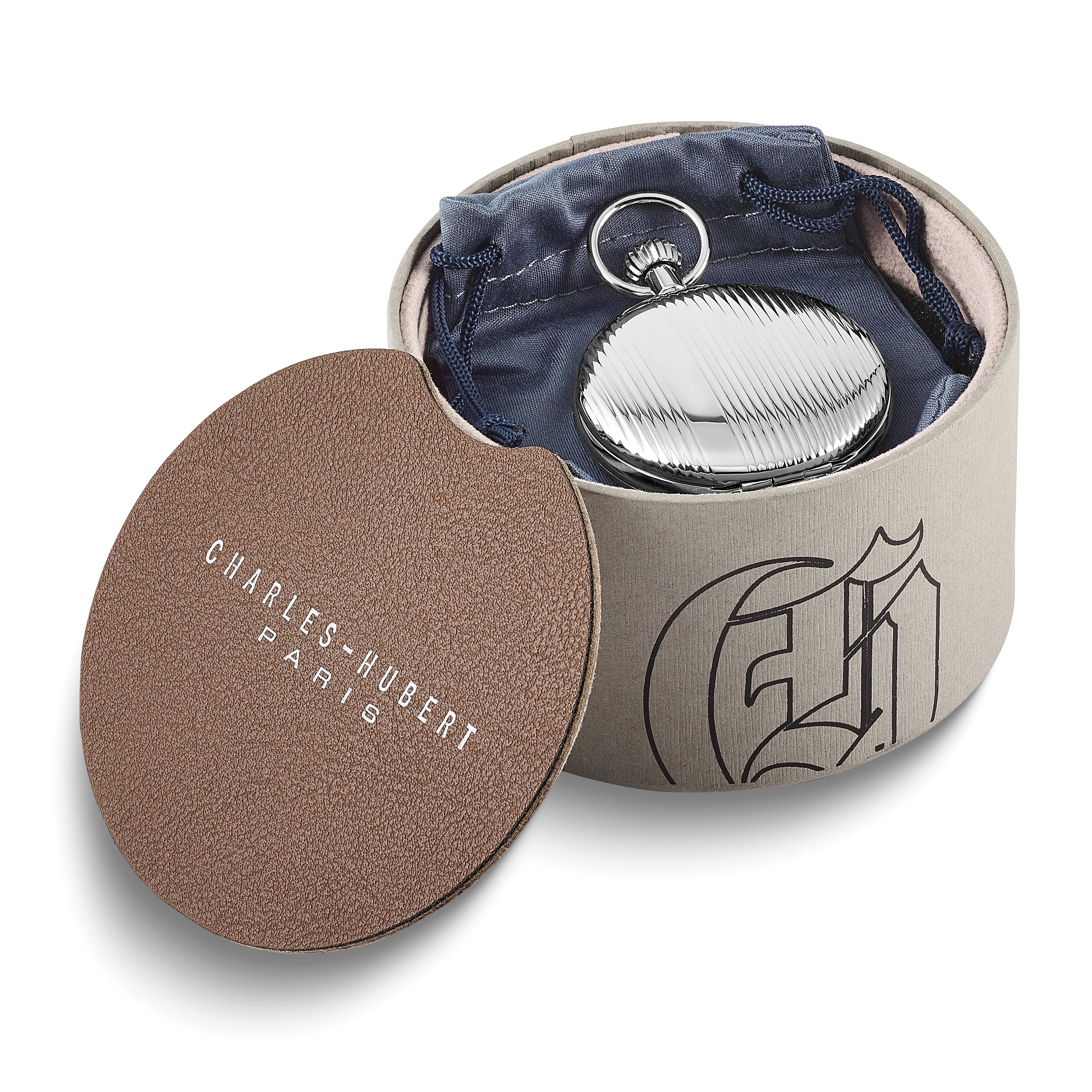 Charles Hubert Chrome-finish Brass Striped Pocket Watch