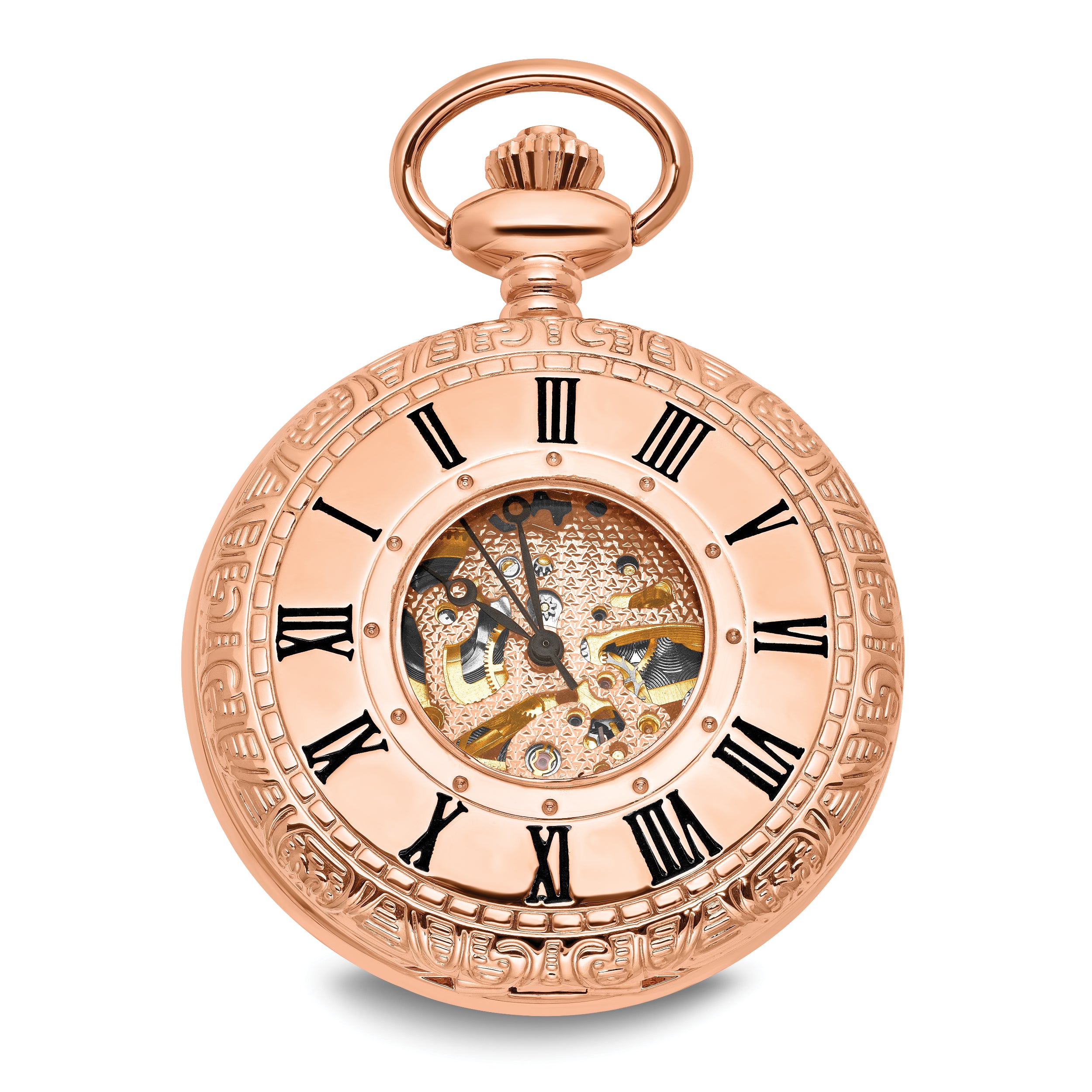 Charles Hubert Rose Gold-finish Brass Window Cover Pocket Watch