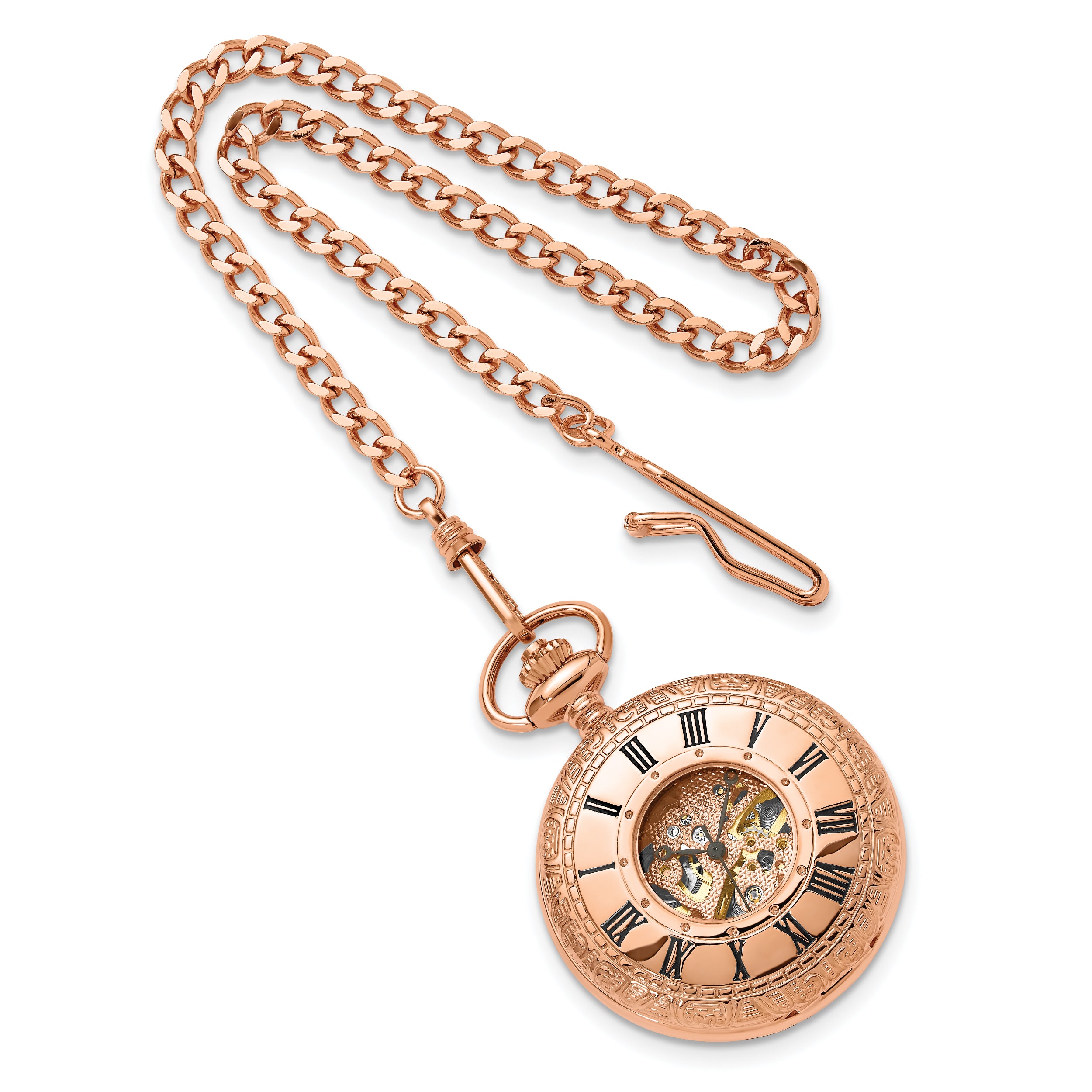 Charles Hubert Rose Gold-finish Brass Window Cover Pocket Watch