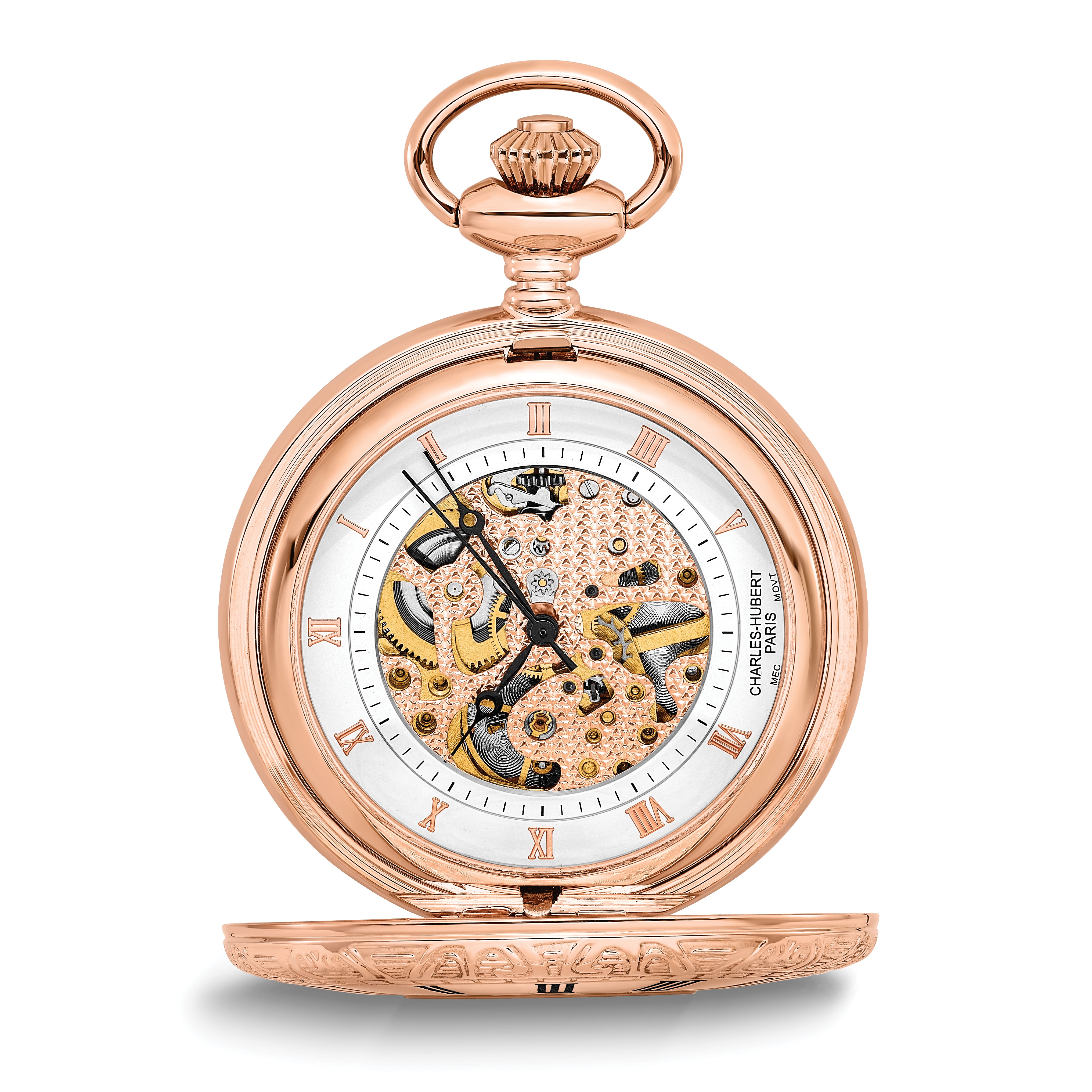 Charles Hubert Rose Gold-finish Brass Window Cover Pocket Watch