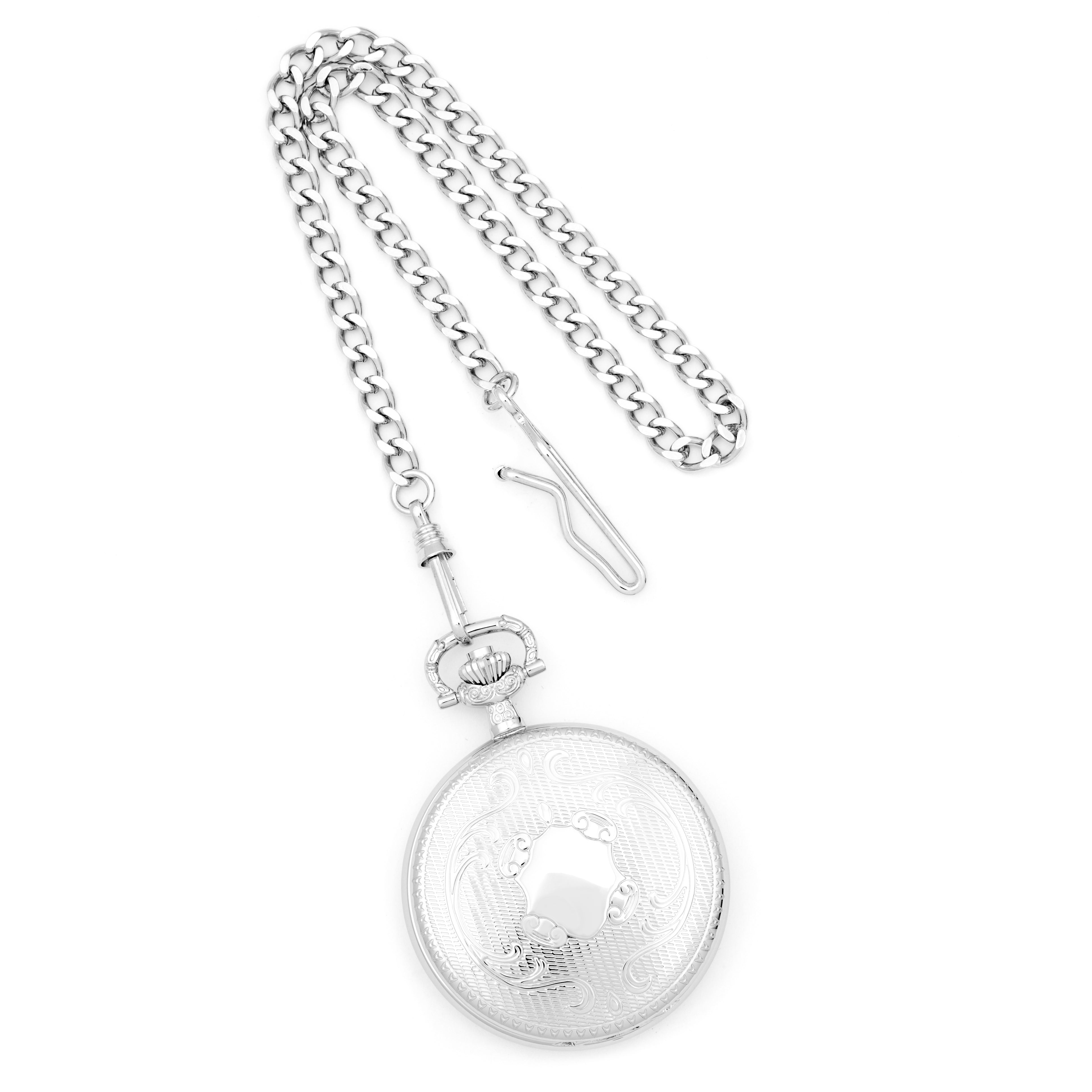 Charles Hubert Chrome-finish Brass w/Shield Pocket Watch