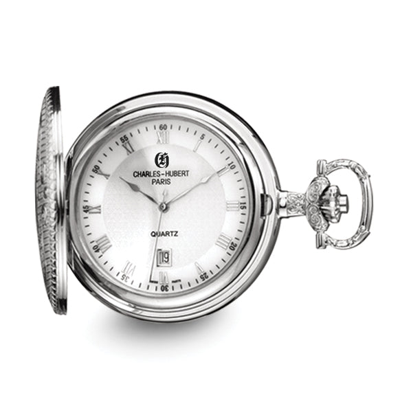 Charles Hubert Chrome-finish Brass w/Shield Pocket Watch