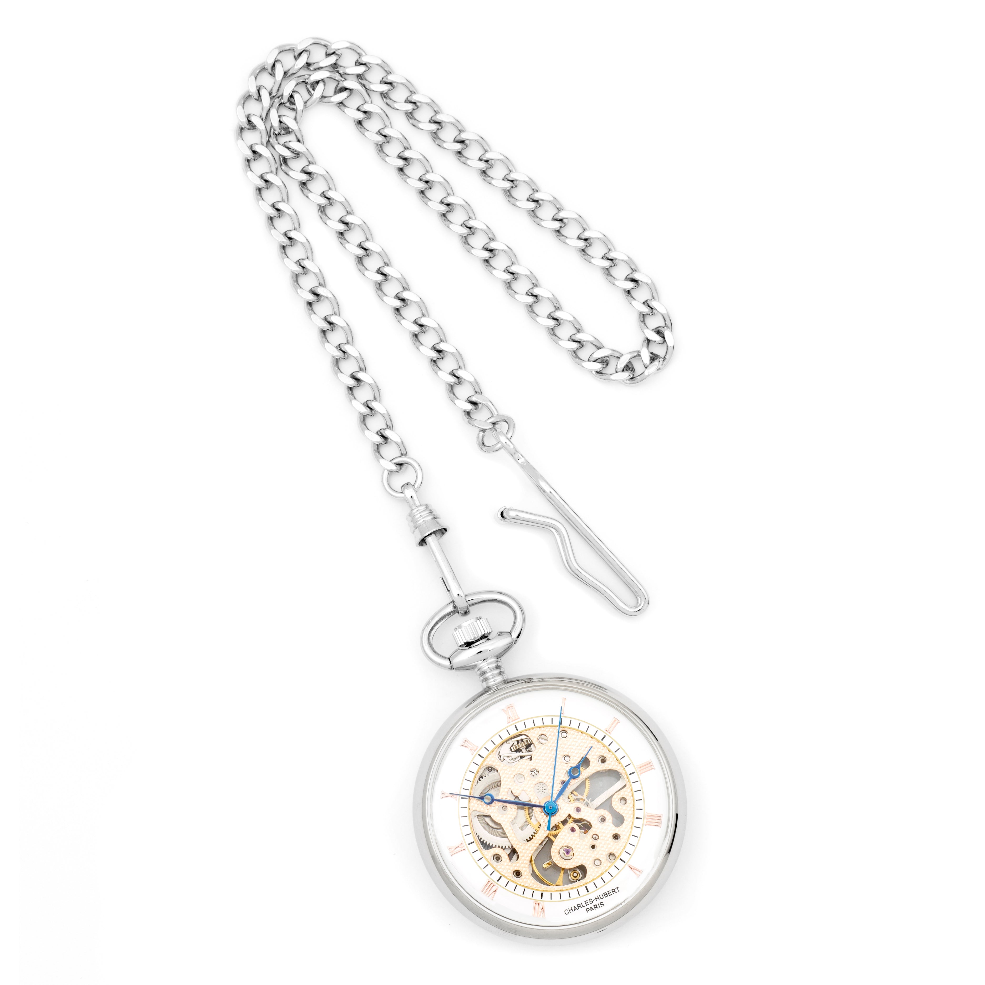 Charles Hubert Chrome-finish Brass Open Face Pocket Watch