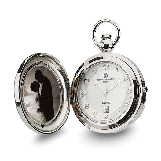 Charles Hubert Chrome-finish Brass Photo Insert Pocket Watch