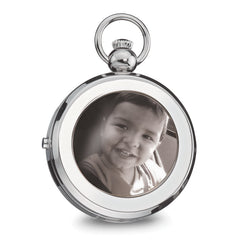 Charles Hubert Chrome-finish Brass 2-Photo Insert Pocket Watch