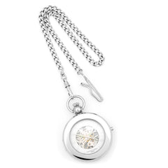 Charles Hubert Chrome-finish Brass 2-Photo Insert Pocket Watch