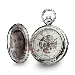 Charles Hubert Chrome-finish Brass 2-Photo Insert Pocket Watch