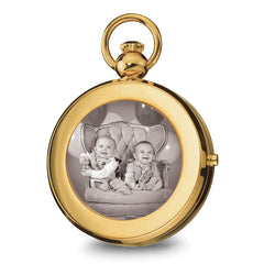 Charles Hubert Gold-finish Brass 2-Photo Insert Pocket Watch