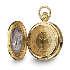 Charles Hubert Gold-finish Brass 2-Photo Insert Pocket Watch