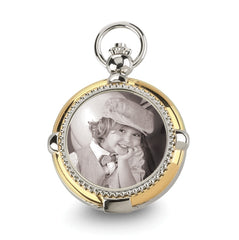 Charles Hubert Gold-finish 2-tone Brass 2-Photo Insert Pocket Watch
