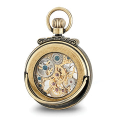 Charles Hubert Antique Gold-finish Brass Skeleton Pocket Watch
