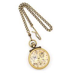 Charles Hubert Antique Gold-finish Brass Skeleton Pocket Watch