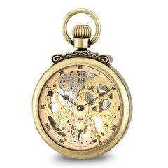 Charles Hubert Antique Gold-finish Brass Skeleton Pocket Watch