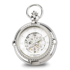 Charles Hubert Chrome-finish Brass 2-Photo Insert Pocket Watch
