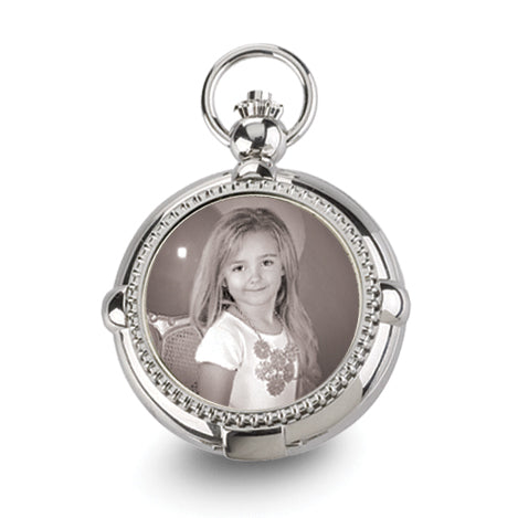 Charles Hubert Chrome-finish Brass 2-Photo Insert Pocket Watch