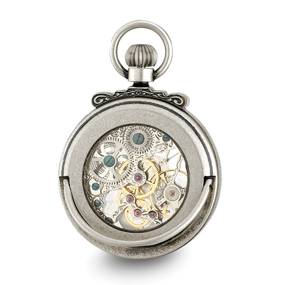 Charles Hubert Antique Chrome-finish Brass Skeleton Pocket Watch