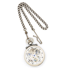 Charles Hubert Antique Chrome-finish Brass Skeleton Pocket Watch