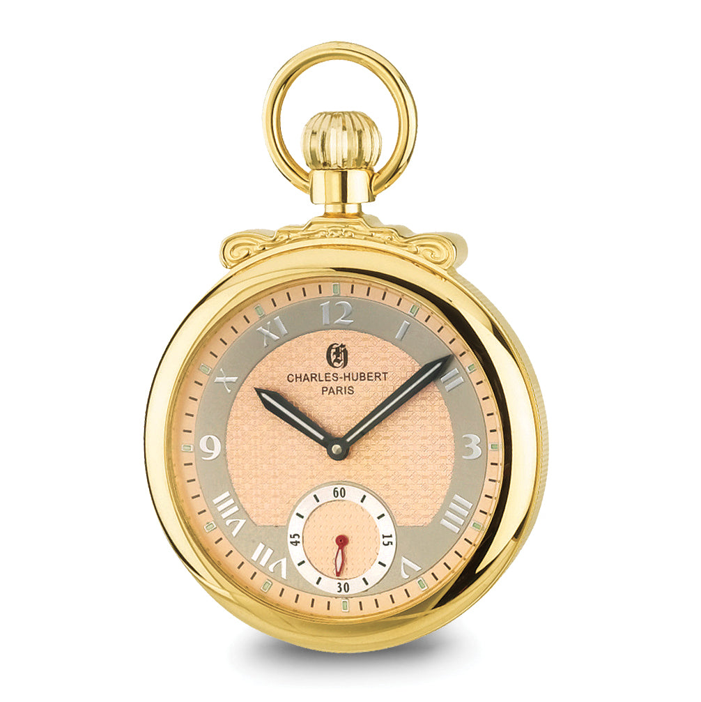 Charles Hubert Gold-finish Champagne Dial Open Face Pocket Watch