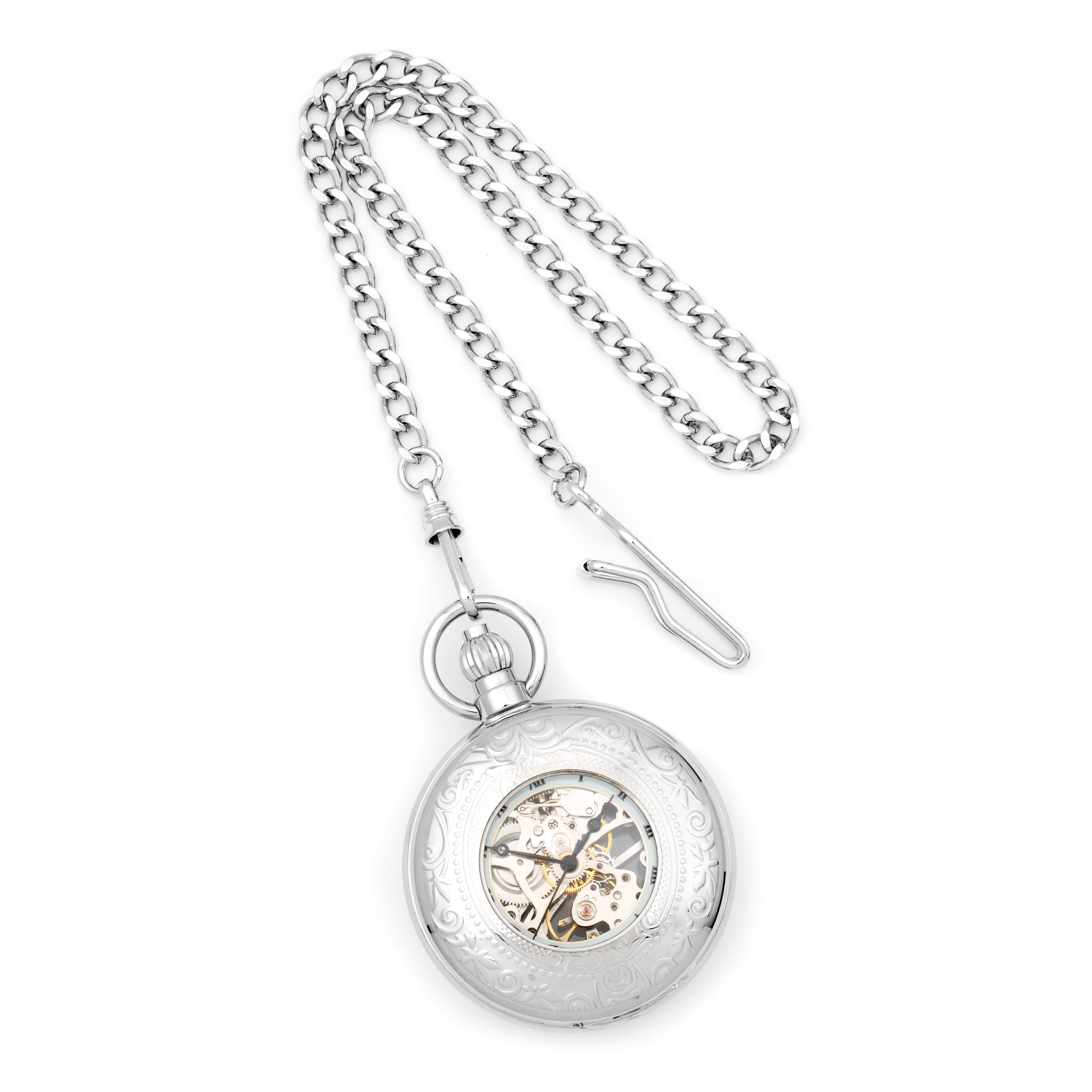 Charles Hubert Chrome-finish Brass Window Cover Pocket Watch