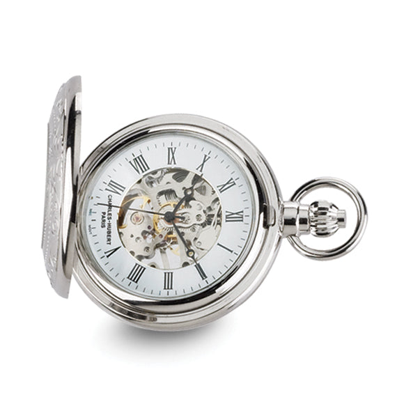 Charles Hubert Chrome-finish Brass Window Cover Pocket Watch