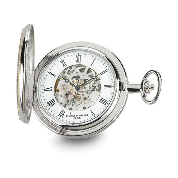 Charles Hubert Gold-finish Brass Two-tone Skeleton Dial Pocket Watch