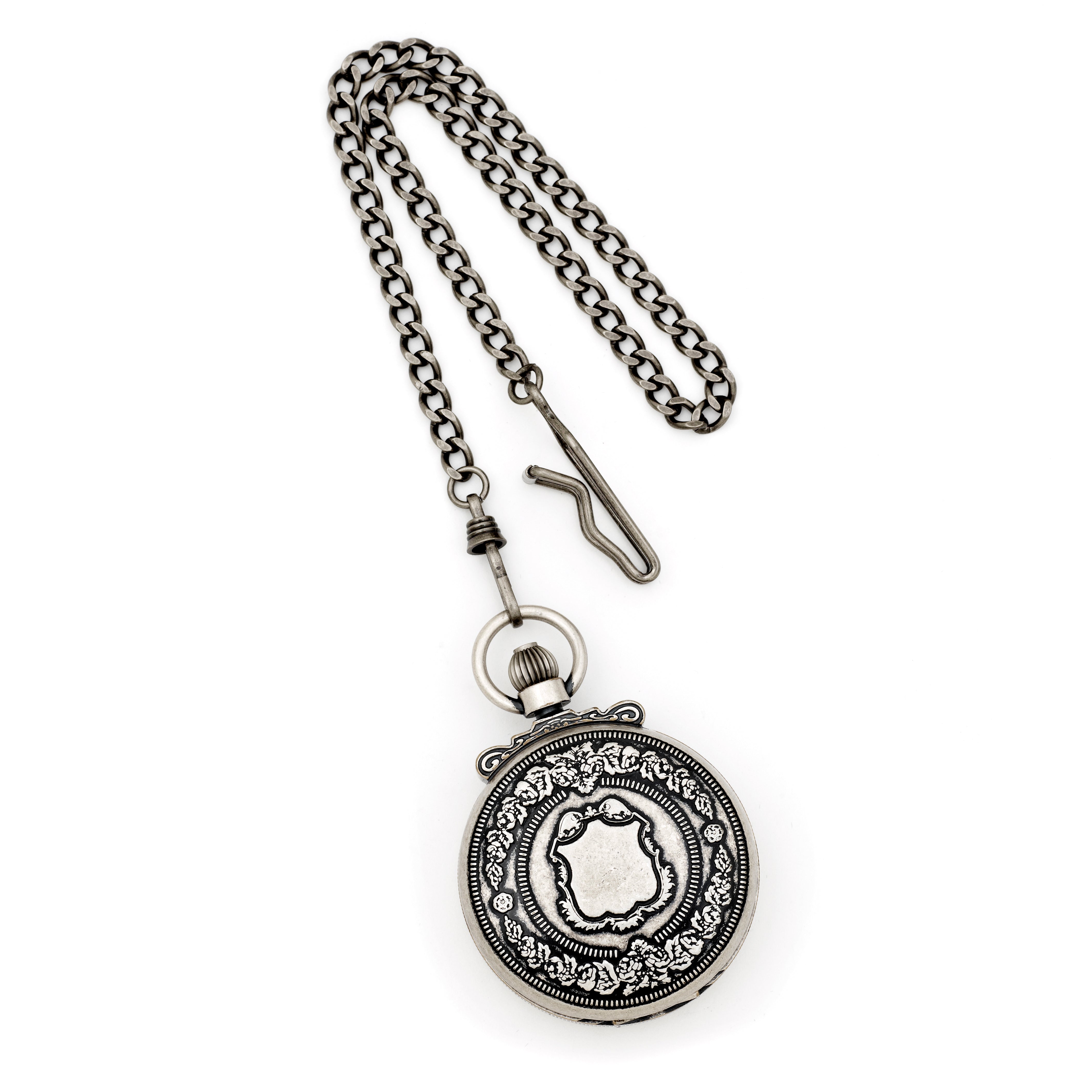 Charles Hubert Antique Chrome-finish Skeleton Pocket Watch