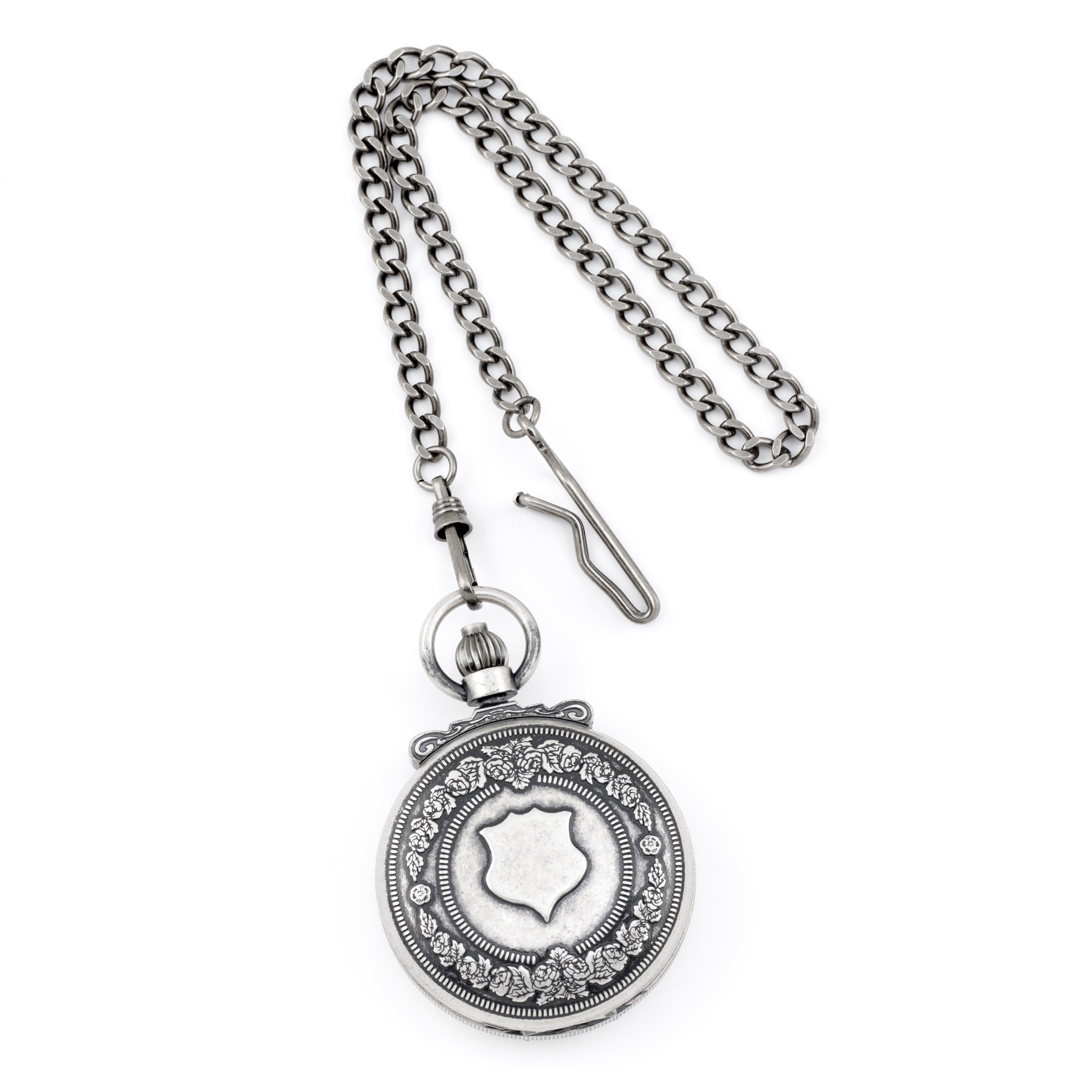 Charles Hubert Antique Chrome-finish Skeleton Pocket Watch