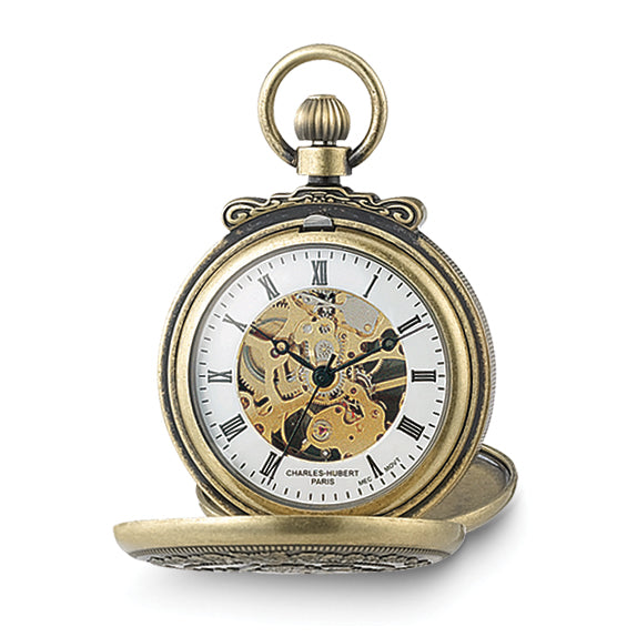 Charles Hubert Antique Gold-finish Lion Crest Pocket Watch
