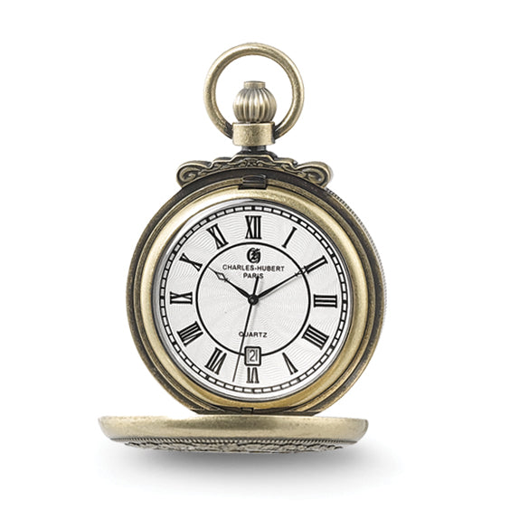 Charles Hubert Antique Gold-finish Steam Engine Pocket Watch