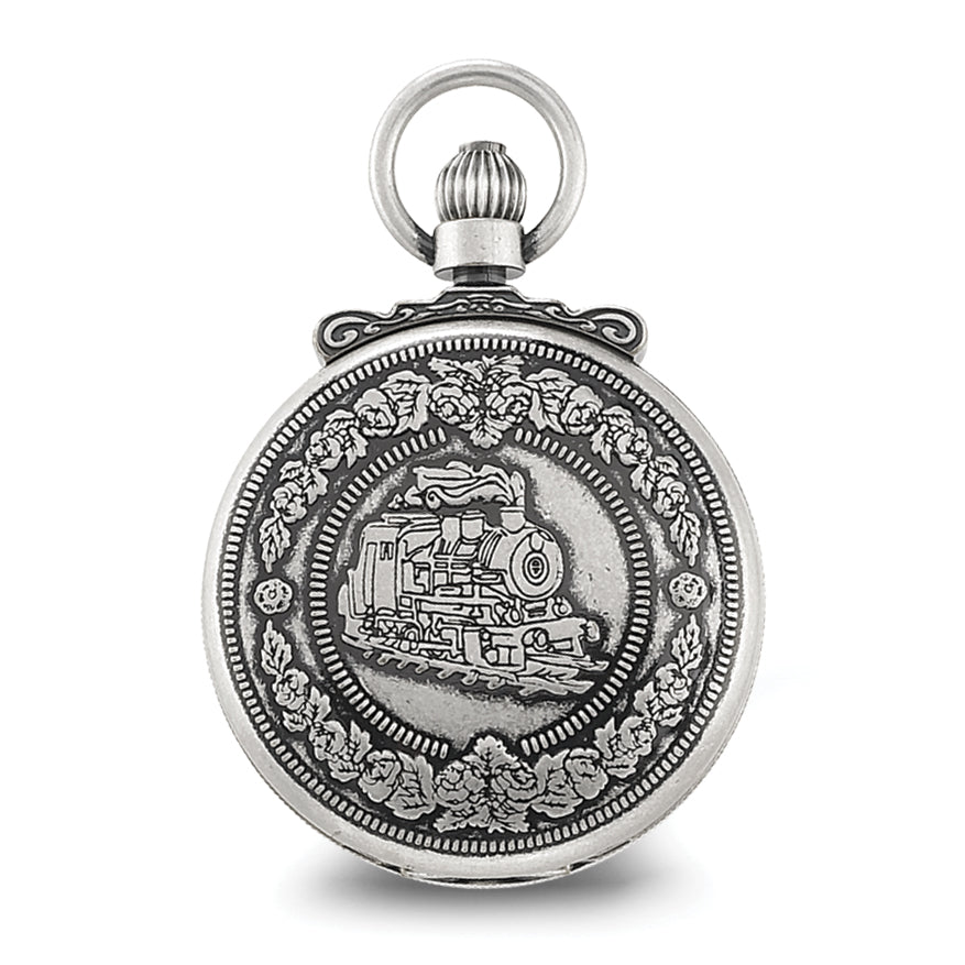 Charles Hubert Antique Chrome-finish Steam Engine Pocket Watch